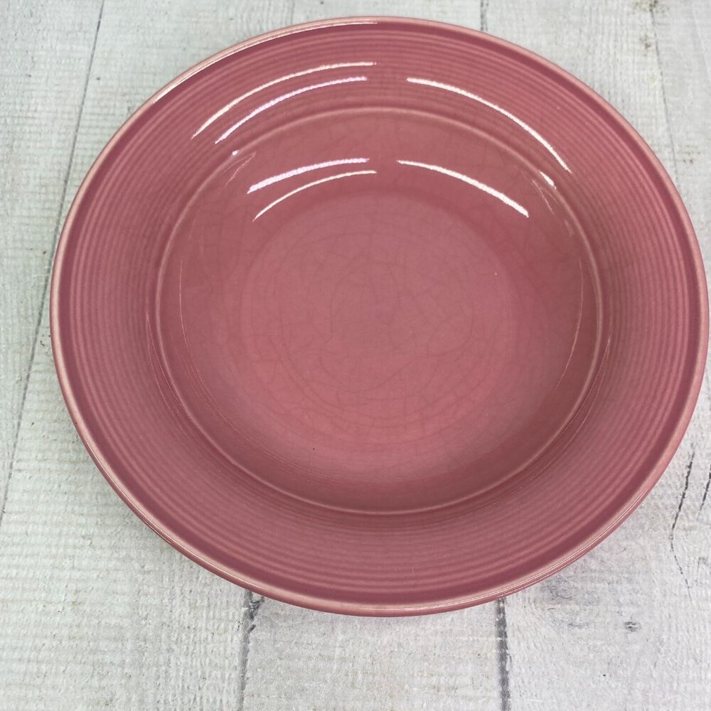Nancy Calhoun DARK ROSE Japan Solid Color Smooth Stoneware Rim Soup Bowls Set 2 - Picture 3 of 15